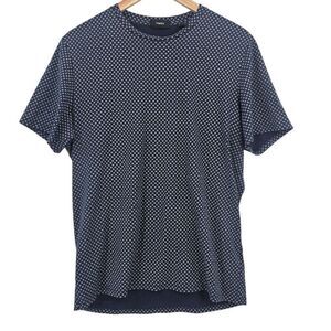 Theory Mens M Clean Tee Kessler Jersey in Navy Diamond Pattern Pima Cotton